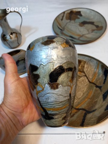 Немски месингови ръчноизрисувани съдове , снимка 8 - Декорация за дома - 38162972