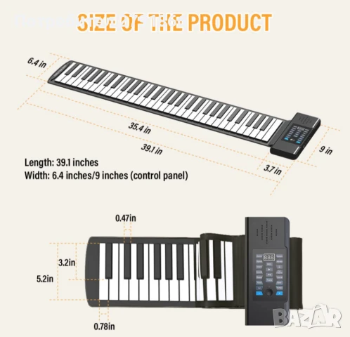 61 клавиша навиващо се пиано,преносимо,жак слушалки,line вход,MIDI изход,128 ритъма на ток и ба, снимка 7 - Пиана - 51409279