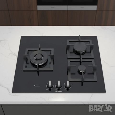 3бр./ Плот за вграждане BOSCH PPC6A6B20 с FlameSelect, Газ, 3 Нагревателни зони – прецизен контрол н