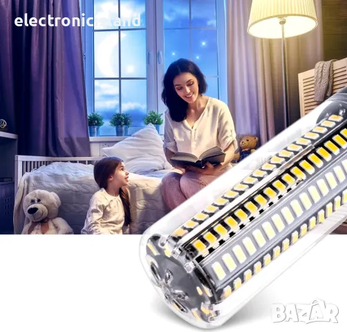 Силна Лед крушка E14 110-220V, 20W, 189 диода SMD 5736 led bulb, топло-бяла светлина