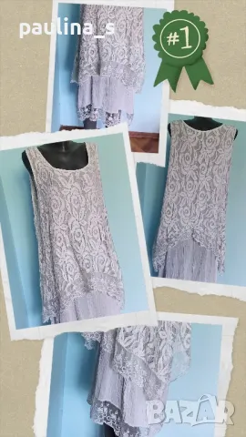 Два броя / Бяла комбинирана туника с набиращи се ръкави / Италия / италианска туника, голям размер , снимка 11 - Туники - 37196601