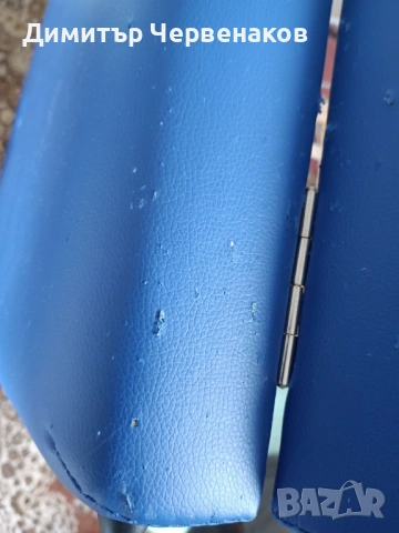 Синя сгъваема масажна кушетка 2 зони с дървена рамка VidaXL, снимка 8 - Кушетки - 53515717