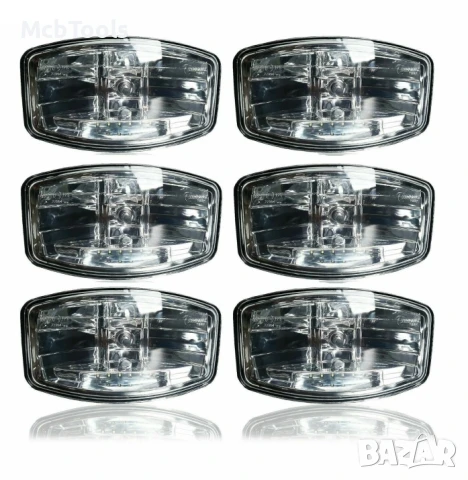 6 бр. Лед Led Правоъгълен Халоген за Тир, Камион