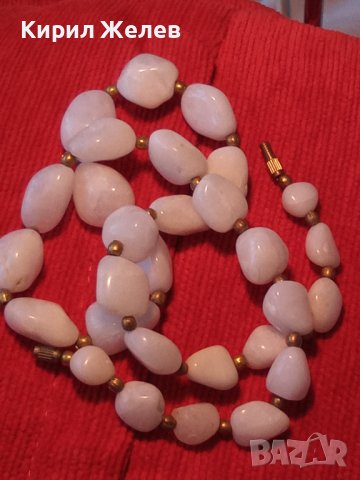 ДРАГОЦЕННА СТАРИНЕН СТИЛ ОГЪРЛИЦА КОЛИЕ НАТУРАЛЕН МЛЕЧЕН КВАРЦ и БРОНЗ 34666, снимка 15 - Колиета, медальони, синджири - 39202107