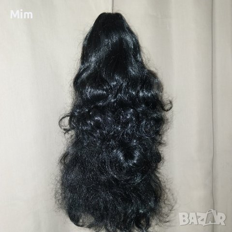  50 см Черна ,къдрава опашка / Екстейшан /с шнола , снимка 5 - Аксесоари за коса - 43347262