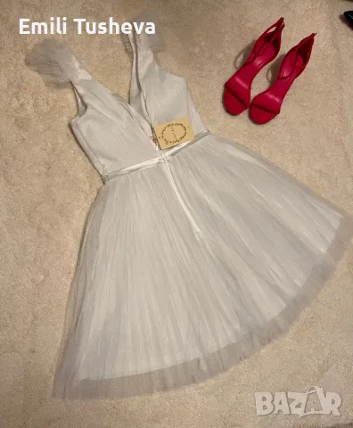 Официална къса бяла рокля., снимка 11 - Рокли - 48256616