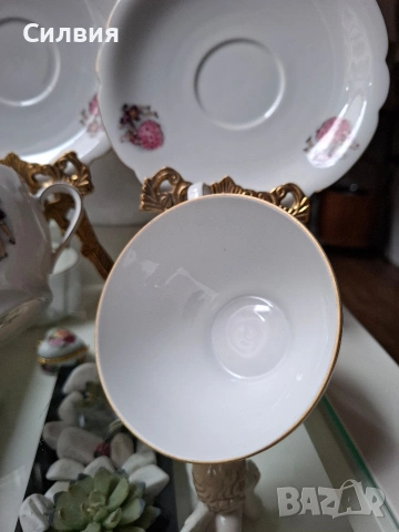 Красив комплект от чаши с чинийки , снимка 3 - Чаши - 53426484