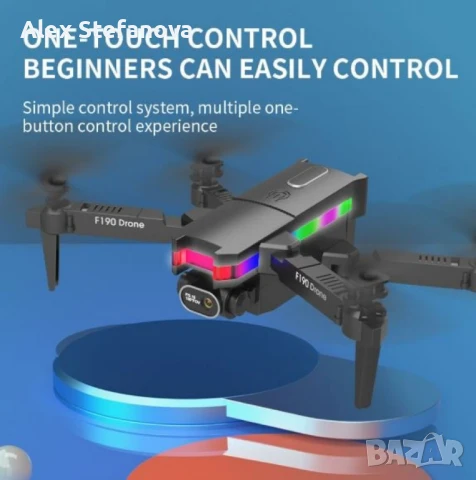 Дрон F190 с 4K камера, LED светлини и WiFi – Черен модел с висока маневреност и интелигентни функции, снимка 6 - Дронове и аксесоари - 50536273