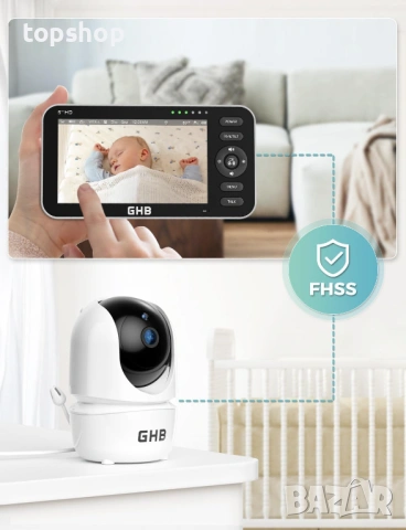 Видео бебефон GHB SM50B – 5" HD Екран, 350° Ротация и 4000mAh Батерия  , снимка 2 - Бебефони - 53575738