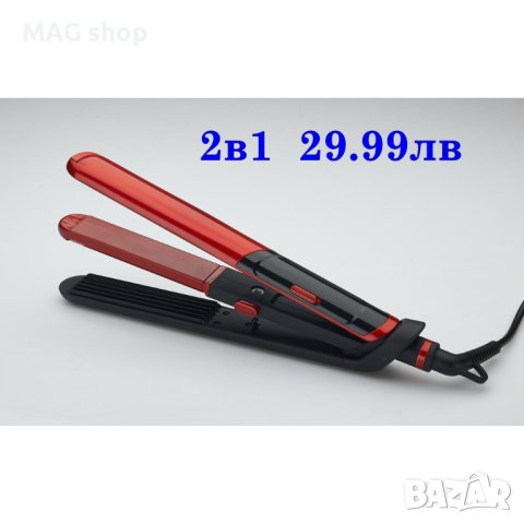 ПРОМО! Керамична преса за изправяне на коса Маша вафли къдрици 3в1, снимка 4 - Преси за коса - 43141696