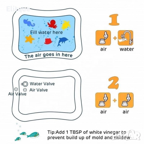 Нетоксичен надуваем бебешки матрак с вода 60*55 см., снимка 5 - Други - 52863405