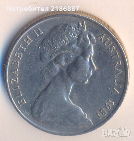 Австралия 20 цента 1981 година, птицечовка, снимка 2 - Нумизматика и бонистика - 26717392