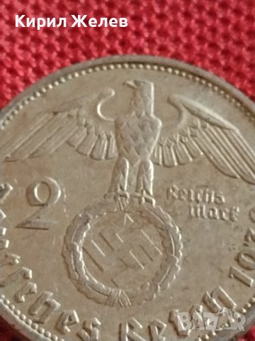 Сребърна монета 2 райхсмарки 1938г. Нацистка Германия Трети Райх с СХВАСТИКА за КОЛЕКЦИЯ 42051, снимка 3 - Нумизматика и бонистика - 43798644