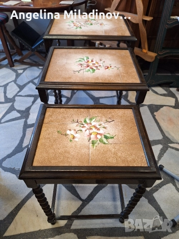 К - т три помощни масички с плочки , снимка 2 - Маси - 52801559