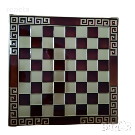 Шах Атласи, Метална дъска, метални фигури, Червен, 28х28 см, снимка 2 - Шах и табла - 52528202