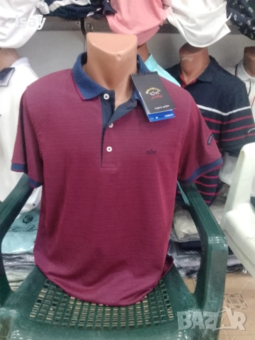 Мъжка тениска Паул Шарк в бордо цвят , снимка 5 - Тениски - 52373099