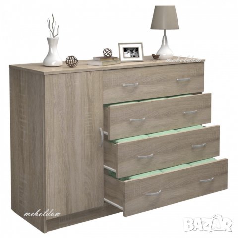 Скрин 110см. с врата и 4 чекмеджета(код-6189), снимка 4 - Скринове - 28418100