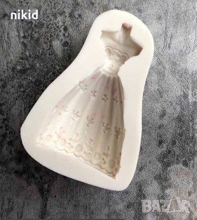 Дамска дълга рокля на фигурки силиконов молд форма декорация украса фондан торта мъфини шоколад гипс