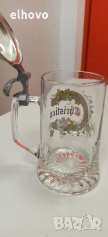 Немска кристална халба с капак, снимка 5 - Антикварни и старинни предмети - 32990092