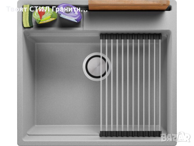 Кухненска Мивка от гранит модел Осло 40 Премиум 380 x 530 мм - сива