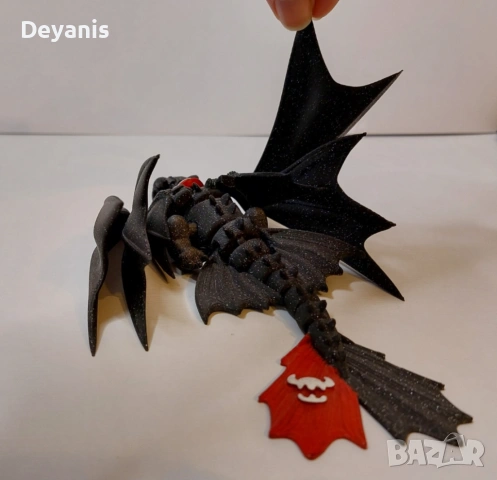 Играчка 3D принтиран дракон с подвижни крака, опашка, глава, тяло, криле, снимка 6 - Фигурки - 53398189