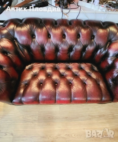 Кожен диван Chesterfield – тъмно бордо, снимка 9 - Дивани и мека мебел - 52849529