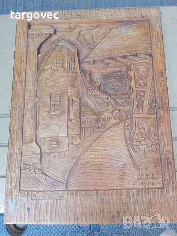 Уникално пано дърворезба датирано с подпис, снимка 3 - Антикварни и старинни предмети - 37466251