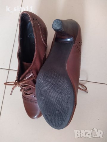 Clarks кафяви кожени обувки с ток UK 4, №37 , снимка 5 - Дамски обувки на ток - 38550684