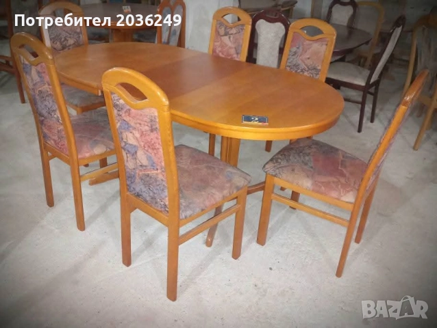 Комплект масивна разтегателна маса с 6 стола- Автомат 