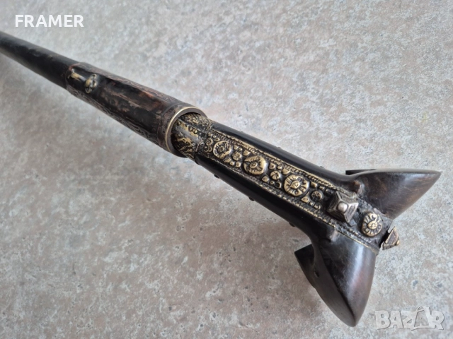 Османски Ятаган от AH1278-AD1862 с кания каракулак нож кама кинжал сабя , снимка 14 - Антикварни и старинни предмети - 51746243
