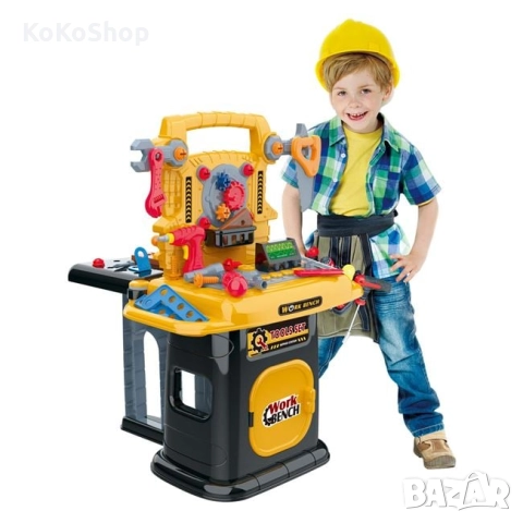 Детска работилница с 102 части-60x23x59 см./работна маса/работен плот, снимка 2 - Образователни игри - 52367128