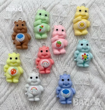 10 бр Грижовните мечета мече фигурка The Care Bears висулки за бижу бижута колие гердан обеца смола, снимка 6 - Други - 37069949