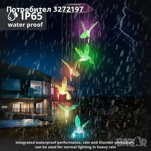 LED соларна лампа с висящи птици SOLARBIRD,водоустойчива, снимка 2 - Соларни лампи - 43271510