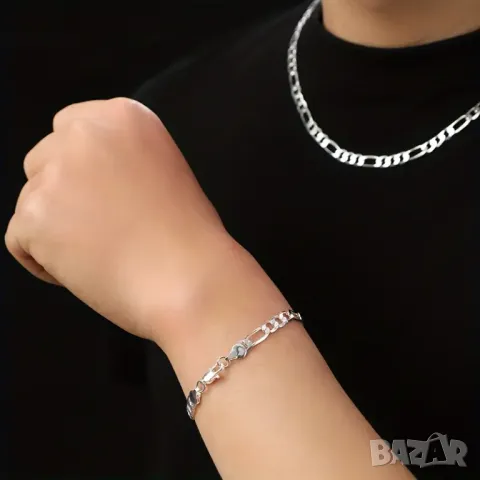 Сребърно синджирче и верижка Фигаро