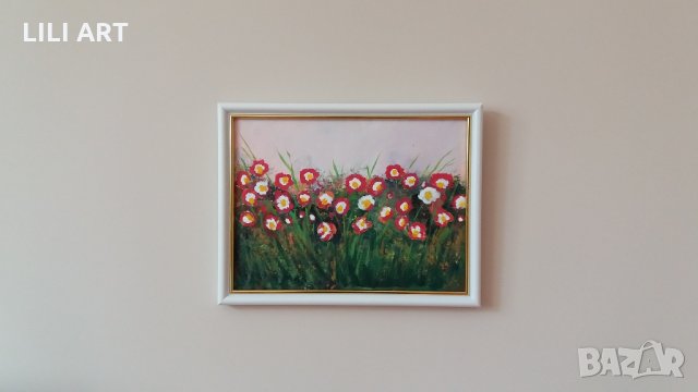 Картина"Полски цветя ",акрил,авторска, снимка 2 - Картини - 26380854
