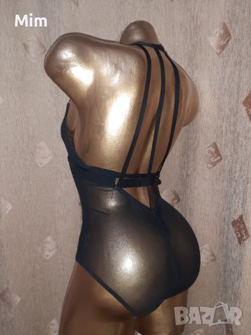 М Черно боди от дантела и прозрачен еластичен тюл , снимка 4 - Корсети, бюстиета, топове - 39857185