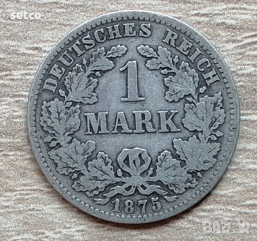 Германия 1 марка 1875 буква J  д17, снимка 1 - Нумизматика и бонистика - 33430867