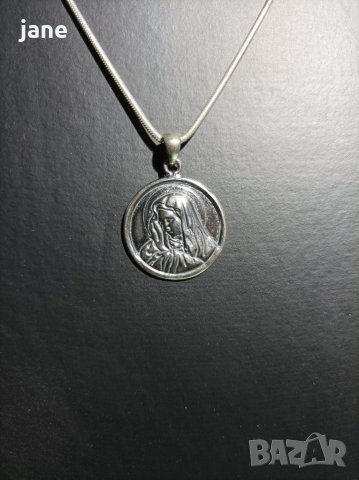Сребърен медальон Богородица проба 925, 4.10гр, снимка 2 - Колиета, медальони, синджири - 33677120