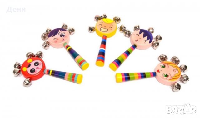 Детски дървени дрънкалки със звънчета