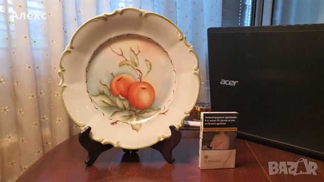 Hutschenreuther– Рисувана чиния, плато, 25.5см– 1988г Отлична!, снимка 2 - Чинии - 37486274