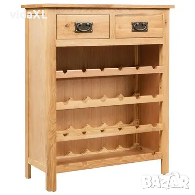 vidaXL Шкаф за вино, 72x32x90 см, дъбов масив（SKU:247043）, снимка 3 - Шкафове - 49440113