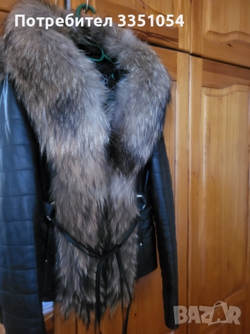 Страхотно кожено яке с яка от лисица, снимка 6 - Якета - 51693507