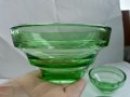 Стари стъклени купички зелено стъкло , снимка 5