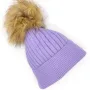 Зимна дамска шапка в лилаво с подплата и пух от естествен косъм Код на продукта:DASH-02-093, снимка 1