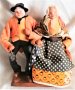 мъж и жена фолк кукли с керамични части и основа Франция