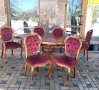 Италианска барокова трапезна маса и шест стола , снимка 1 - Маси - 43462127