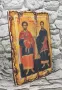 Реплика на старинна икона Свети бесребърници Козма и Дамян 25/18 см, снимка 3