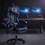 Геймърски стол с поставка за крака - подходящ за деца и тинейджъри- черно-син, въртящ, с масажна фун, снимка 5