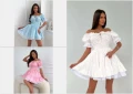 Дамска Къса Кукленска Рокля С Паднали Ръкави - 3 Налични Цвята Код A687, снимка 1