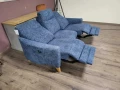 Сив диван от плат тройка с електрически релаксиращ механизъм, снимка 11